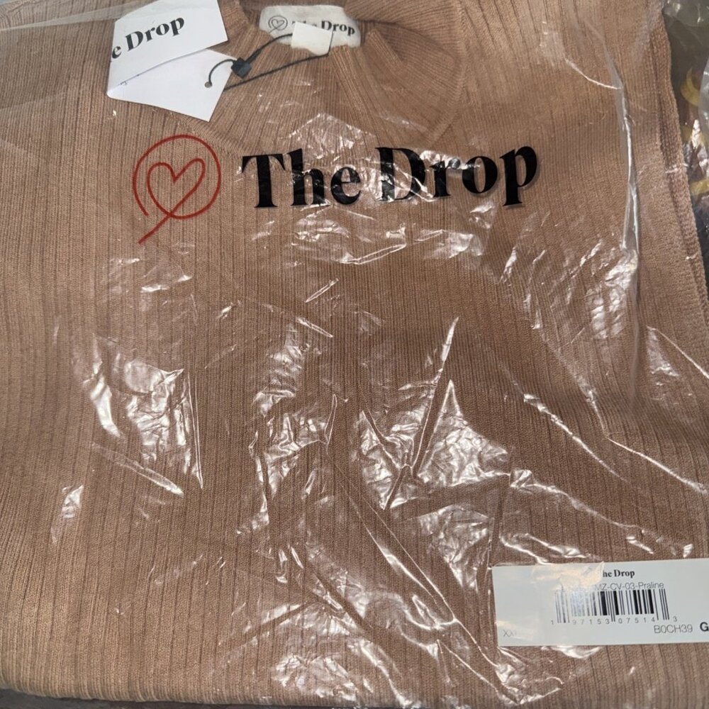 The Drop Women's XXL Praline Karolina Sleeveless Ribbed Mock Neck Sweater X1 - Picture 4 of 4